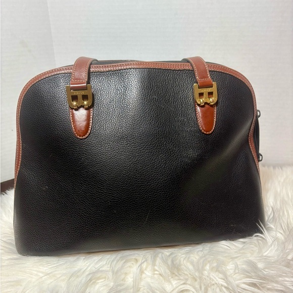 BALLY B Logo Black and Brown Leather Handbag - Picture 3 of 15